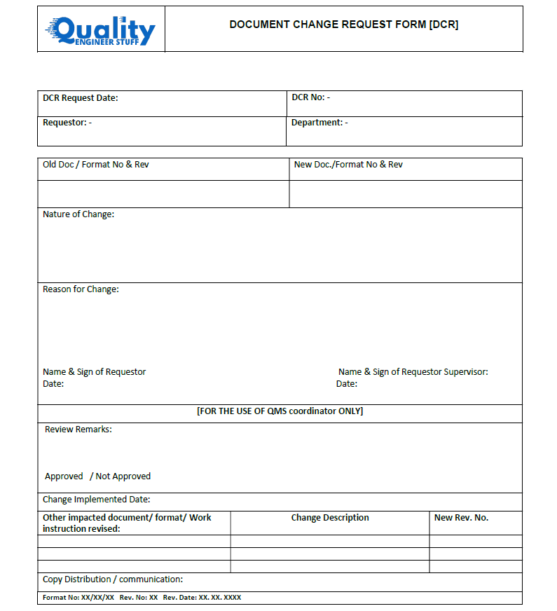 Document Change Request | Form and Procedure - Quality Assist